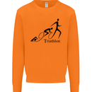 Triathlon Running Swimming Cycling Mens Sweatshirt Jumper Orange