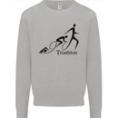 Triathlon Running Swimming Cycling Mens Sweatshirt Jumper Sports Grey