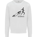 Triathlon Running Swimming Cycling Mens Sweatshirt Jumper White