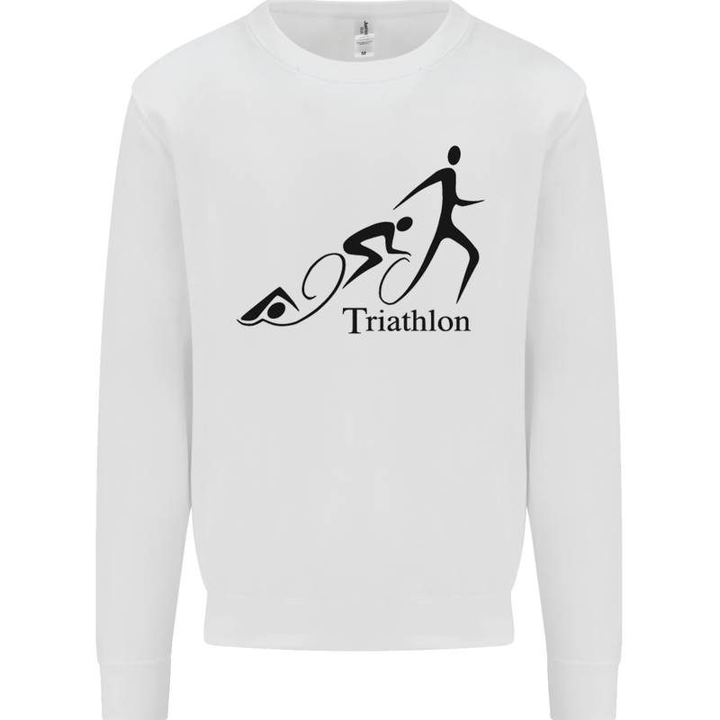 Triathlon Running Swimming Cycling Mens Sweatshirt Jumper White