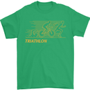 Triathlon Running Swimming Cycling Mens T-Shirt Cotton Gildan Irish Green