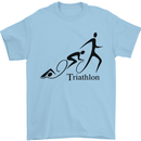 Triathlon Running Swimming Cycling Mens T-Shirt Cotton Gildan Light Blue