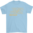 Triathlon Running Swimming Cycling Mens T-Shirt Cotton Gildan Light Blue