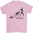 Triathlon Running Swimming Cycling Mens T-Shirt Cotton Gildan Light Pink