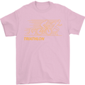 Triathlon Running Swimming Cycling Mens T-Shirt Cotton Gildan Light Pink