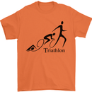 Triathlon Running Swimming Cycling Mens T-Shirt Cotton Gildan Orange