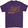 Triathlon Running Swimming Cycling Mens T-Shirt Cotton Gildan Purple