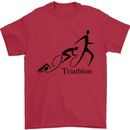 Triathlon Running Swimming Cycling Mens T-Shirt Cotton Gildan Red