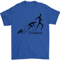 Triathlon Running Swimming Cycling Mens T-Shirt Cotton Gildan Royal Blue