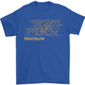 Triathlon Running Swimming Cycling Mens T-Shirt Cotton Gildan Royal Blue