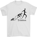 Triathlon Running Swimming Cycling Mens T-Shirt Cotton Gildan White