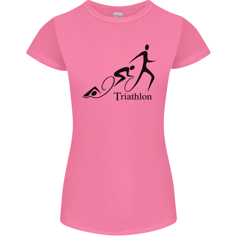 Triathlon Running Swimming Cycling Womens Petite Cut T-Shirt Azalea