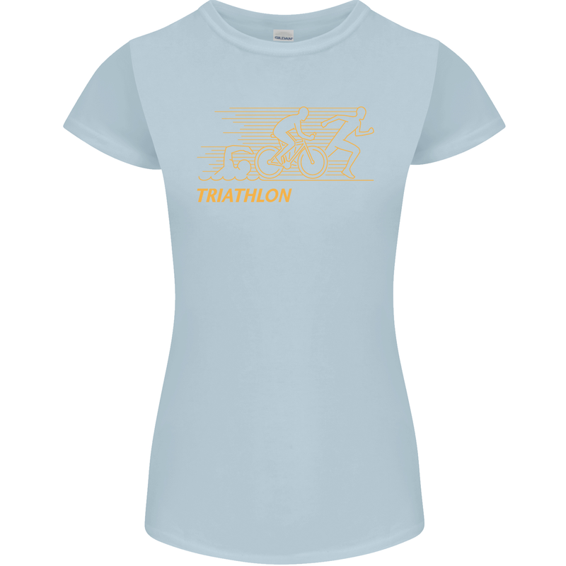 Triathlon Running Swimming Cycling Womens Petite Cut T-Shirt Light Blue