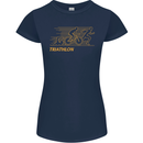 Triathlon Running Swimming Cycling Womens Petite Cut T-Shirt Navy Blue