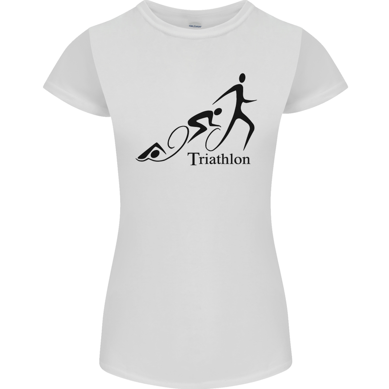Triathlon Running Swimming Cycling Womens Petite Cut T-Shirt White
