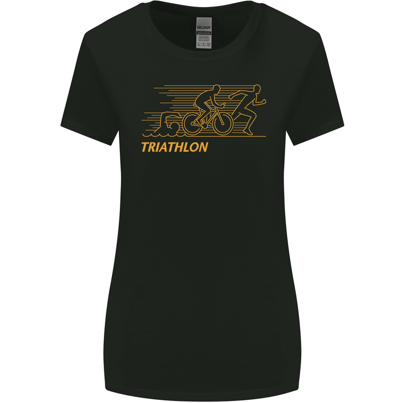 Triathlon Running Swimming Cycling Womens Wider Cut T-Shirt Black