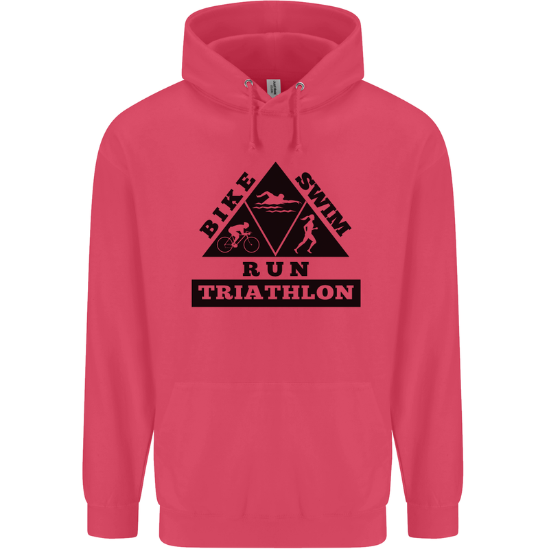 Triathlon Triangle Running Swimming Cycling Childrens Kids Hoodie Heliconia