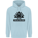 Triathlon Triangle Running Swimming Cycling Childrens Kids Hoodie Light Blue