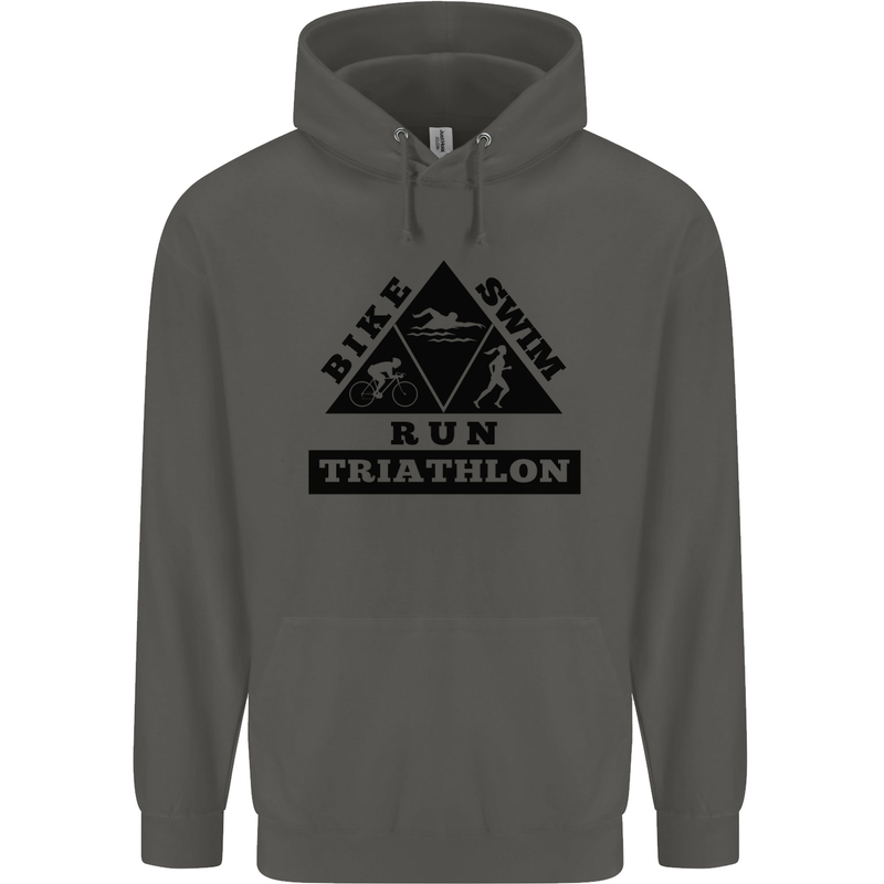 Triathlon Triangle Running Swimming Cycling Childrens Kids Hoodie Storm Grey