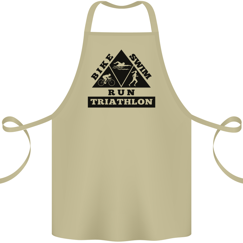 Triathlon Triangle Running Swimming Cycling Cotton Apron 100% Organic Khaki