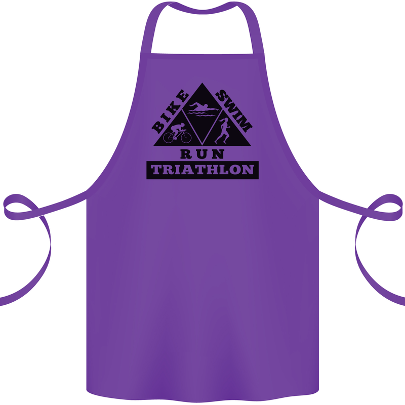 Triathlon Triangle Running Swimming Cycling Cotton Apron 100% Organic Purple