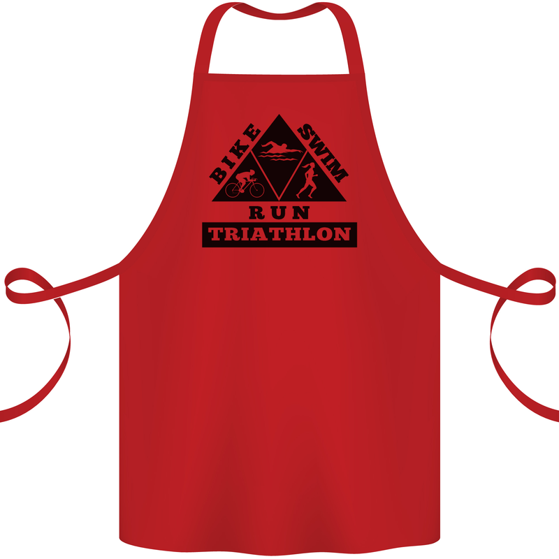 Triathlon Triangle Running Swimming Cycling Cotton Apron 100% Organic Red