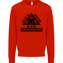 Triathlon Triangle Running Swimming Cycling Kids Sweatshirt Jumper Bright Red