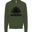 Triathlon Triangle Running Swimming Cycling Kids Sweatshirt Jumper Forest Green