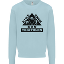 Triathlon Triangle Running Swimming Cycling Kids Sweatshirt Jumper Light Blue