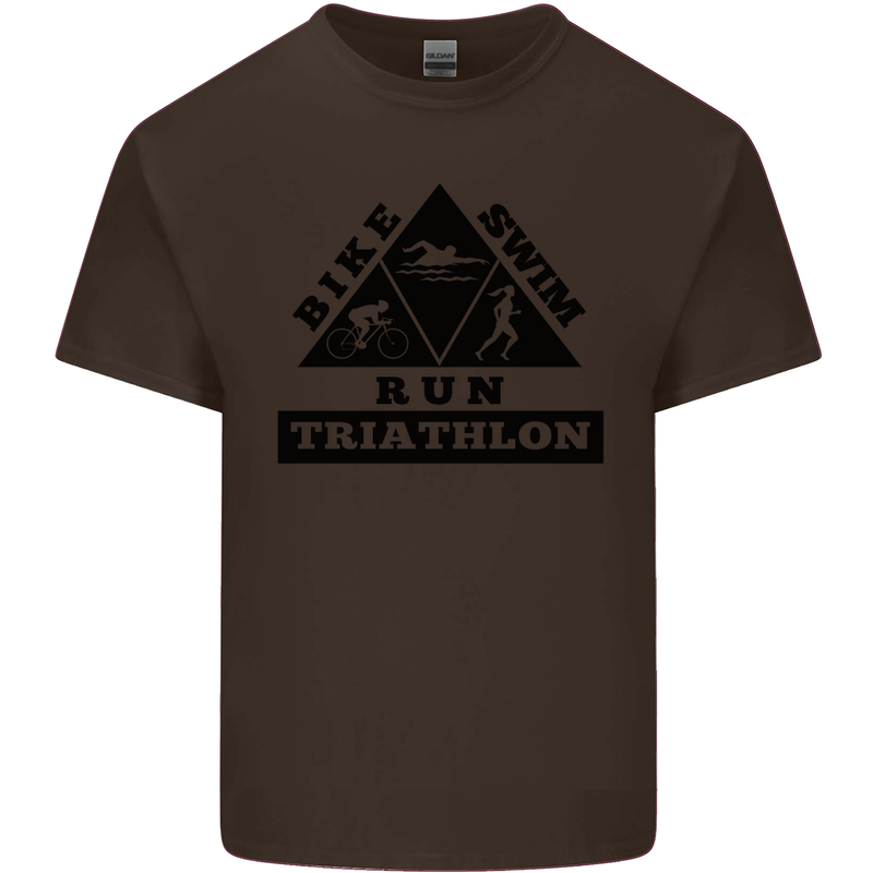 Triathlon Triangle Running Swimming Cycling Kids T-Shirt Childrens Chocolate