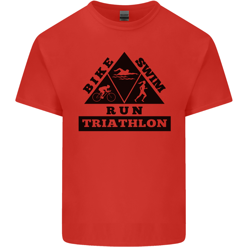 Triathlon Triangle Running Swimming Cycling Kids T-Shirt Childrens Red