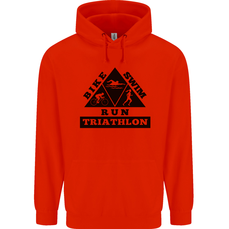 Triathlon Triangle Running Swimming Cycling Mens 80% Cotton Hoodie Bright Red