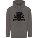 Triathlon Triangle Running Swimming Cycling Mens 80% Cotton Hoodie Charcoal