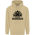 Triathlon Triangle Running Swimming Cycling Mens 80% Cotton Hoodie Sand