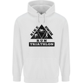 Triathlon Triangle Running Swimming Cycling Mens 80% Cotton Hoodie White