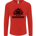 Triathlon Triangle Running Swimming Cycling Mens Long Sleeve T-Shirt Red