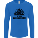 Triathlon Triangle Running Swimming Cycling Mens Long Sleeve T-Shirt Royal Blue