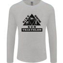 Triathlon Triangle Running Swimming Cycling Mens Long Sleeve T-Shirt Sports Grey