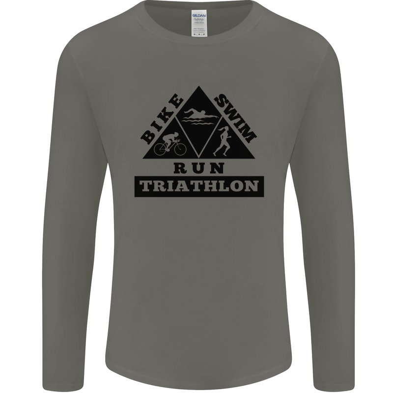 Triathlon Triangle Running Swimming Cycling Mens Long Sleeve T-Shirt White
