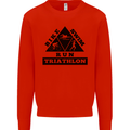 Triathlon Triangle Running Swimming Cycling Mens Sweatshirt Jumper Bright Red