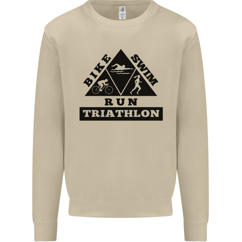 Triathlon Triangle Running Swimming Cycling Mens Sweatshirt Jumper Sand