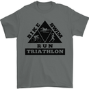 Triathlon Triangle Running Swimming Cycling Mens T-Shirt Cotton Gildan Charcoal