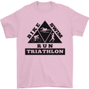 Triathlon Triangle Running Swimming Cycling Mens T-Shirt Cotton Gildan Light Pink