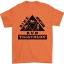 Triathlon Triangle Running Swimming Cycling Mens T-Shirt Cotton Gildan Orange