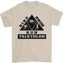 Triathlon Triangle Running Swimming Cycling Mens T-Shirt Cotton Gildan Sand