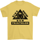 Triathlon Triangle Running Swimming Cycling Mens T-Shirt Cotton Gildan Yellow