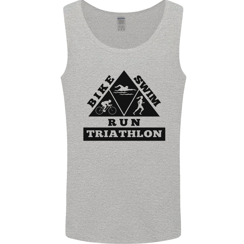 Triathlon Triangle Running Swimming Cycling Mens Vest Tank Top Charcoal