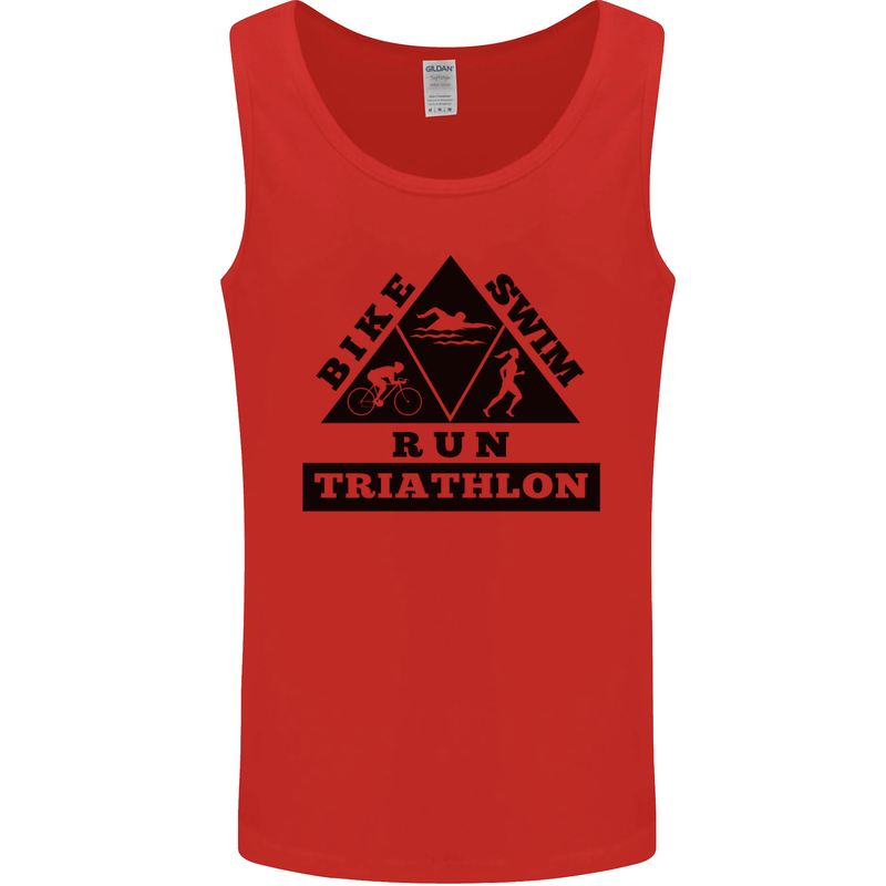 Triathlon Triangle Running Swimming Cycling Mens Vest Tank Top Red