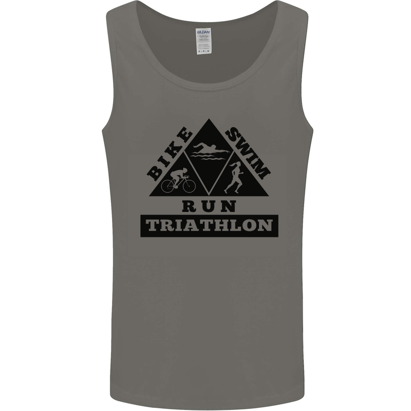 Triathlon Triangle Running Swimming Cycling Mens Vest Tank Top Sports Grey
