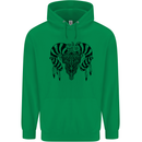 Tribal Bull Skull Buffalo Childrens Kids Hoodie Irish Green